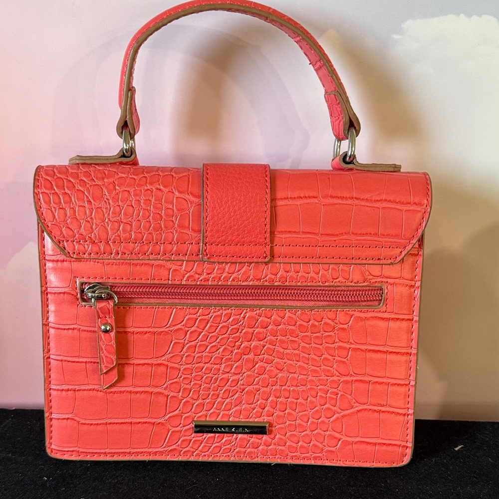 Elegant Coral Anne Klein Small Top Handle Satchel - Picture 7 of 16